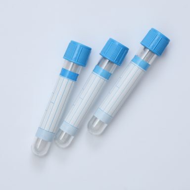 Medical empty blood tubes on white background