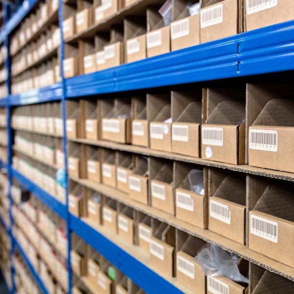 A closeup of pigeon holes, used in a factory warehouse for storage of the raw materials