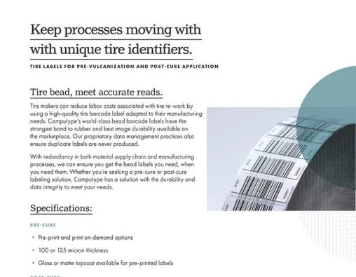 Tire Barcode Datasheet