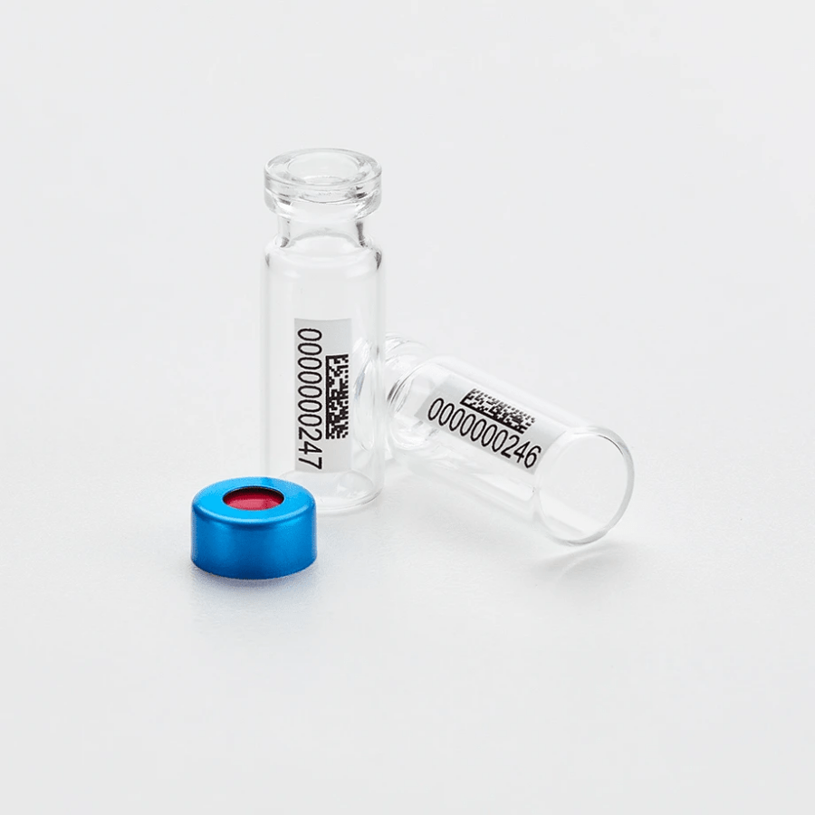 Pre-Barcoded 2 mL Glass Crimp Top Vials - 2D Side Barcode