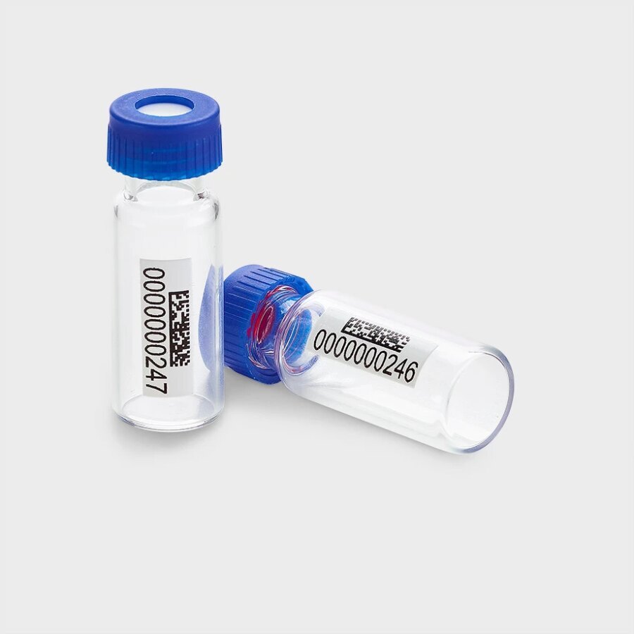 Pre-Barcoded 2 mL Glass Screw Thread Vials w/ Slit Caps - 2D Side Barcode
