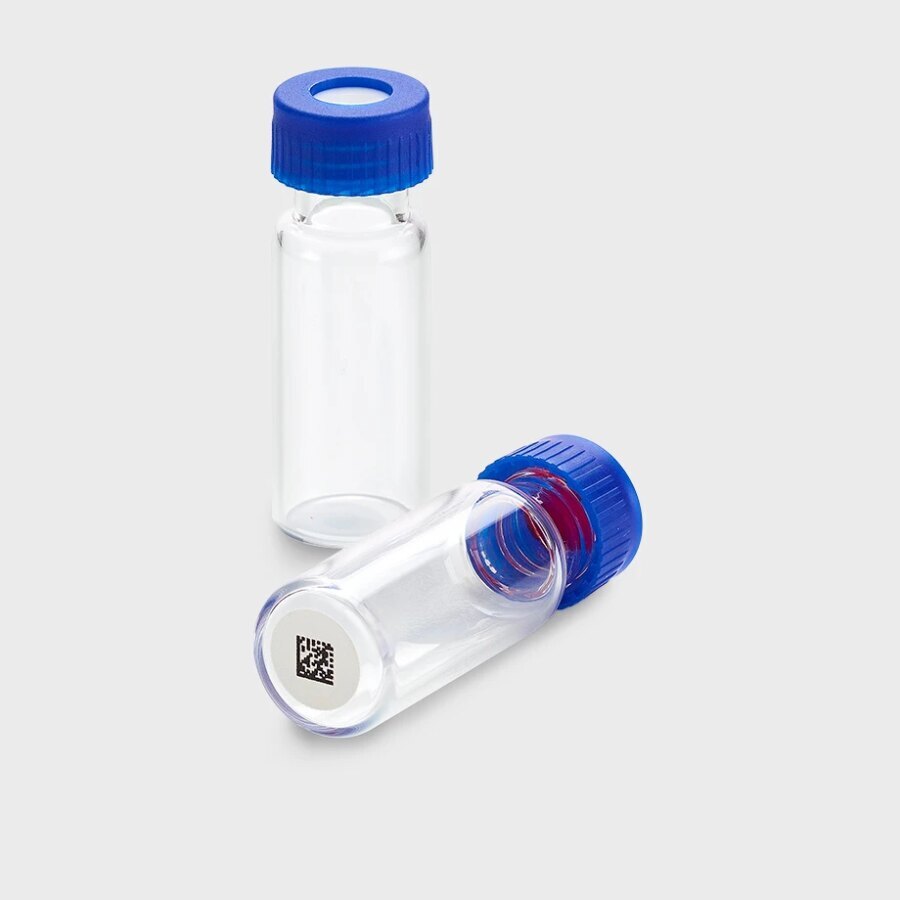 Pre-Barcoded 2 mL Glass Screw Thread Vials w/ Slit Caps - 2D Bottom Barcode