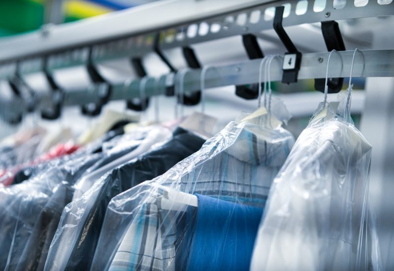 Shirts of office workers in dry cleaning